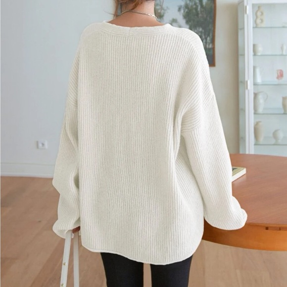 Ribbed knit drop shoulder sweater - Picture 3 of 7